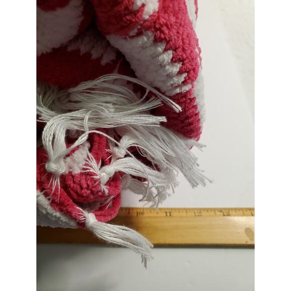 Nicole Miller Home Chenille Throw Blanket Pink White Checkered Fringe 50x70 New - Picture 11 of 13